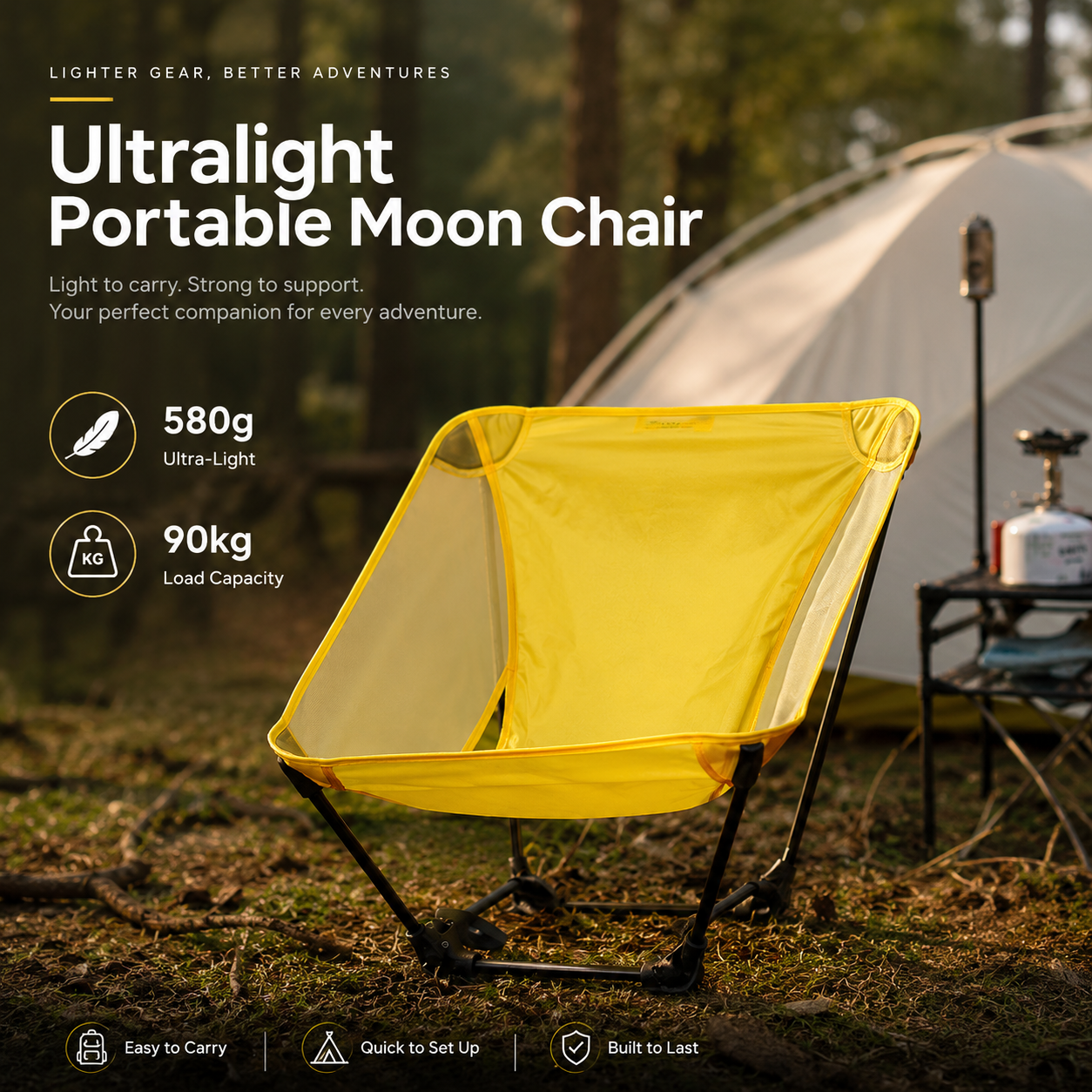 Outdoor Furniture Rocking Chair - 580g Ultralight Moon Chair Portable Folding