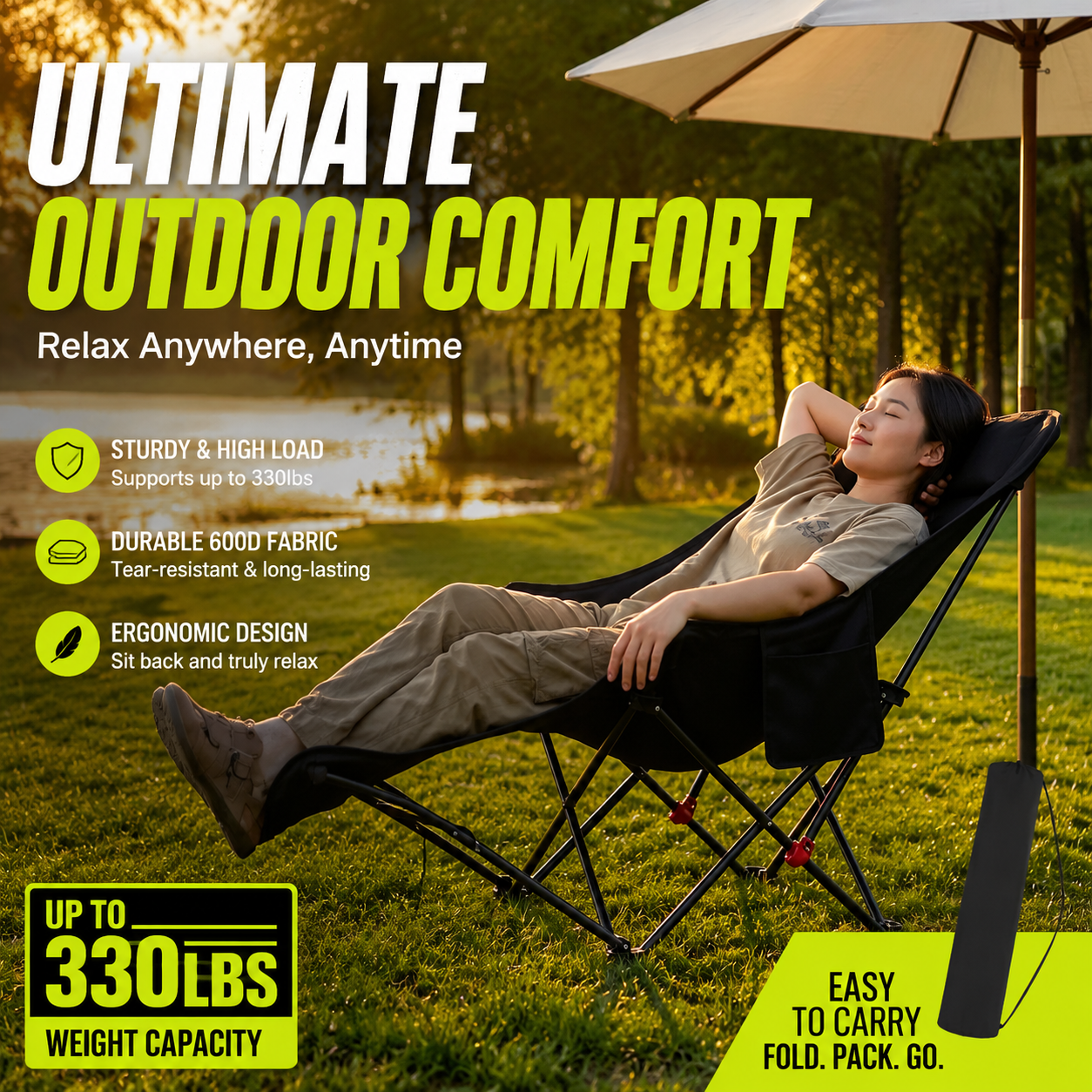 Outdoor Furniture Lounge Chair - Three Level Adjustable Moon Chair, Outdoor
