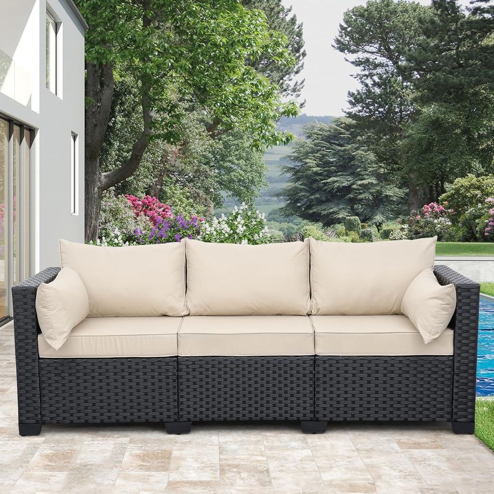 Outdoor Furniture Cushion - Patio Furniture 3-seat Sofa Wicker Outdoor