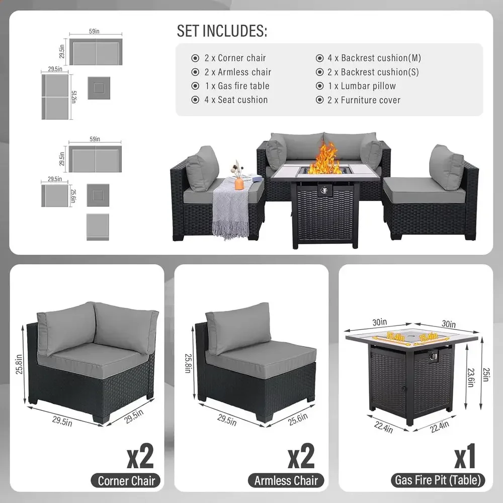 5-Piece Outdoor Patio Furnitur - Outdoor Furniture And Fire Pit recensie en prijs