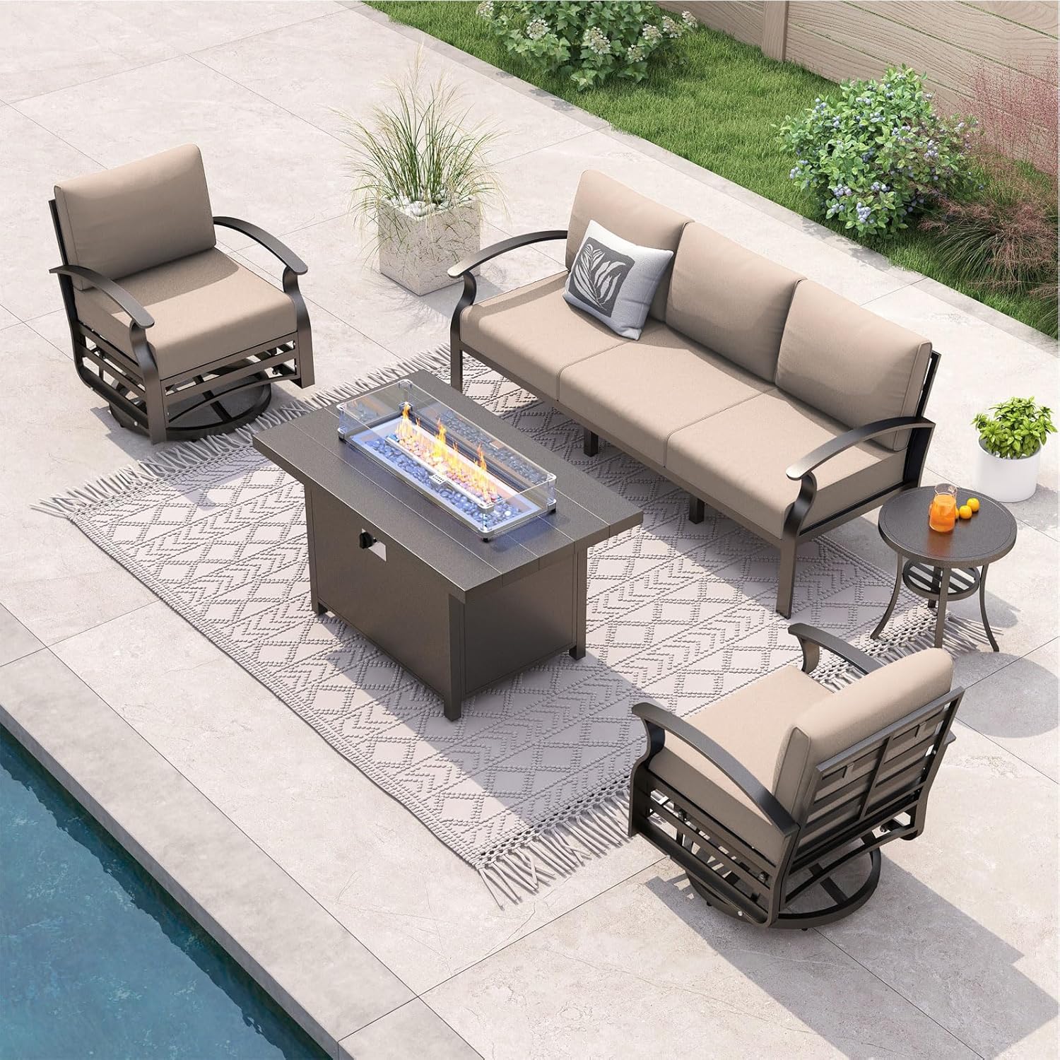 5-seat Aluminum Patio Sectiona - Outdoor Furniture And Fire Pit recensie en prijs