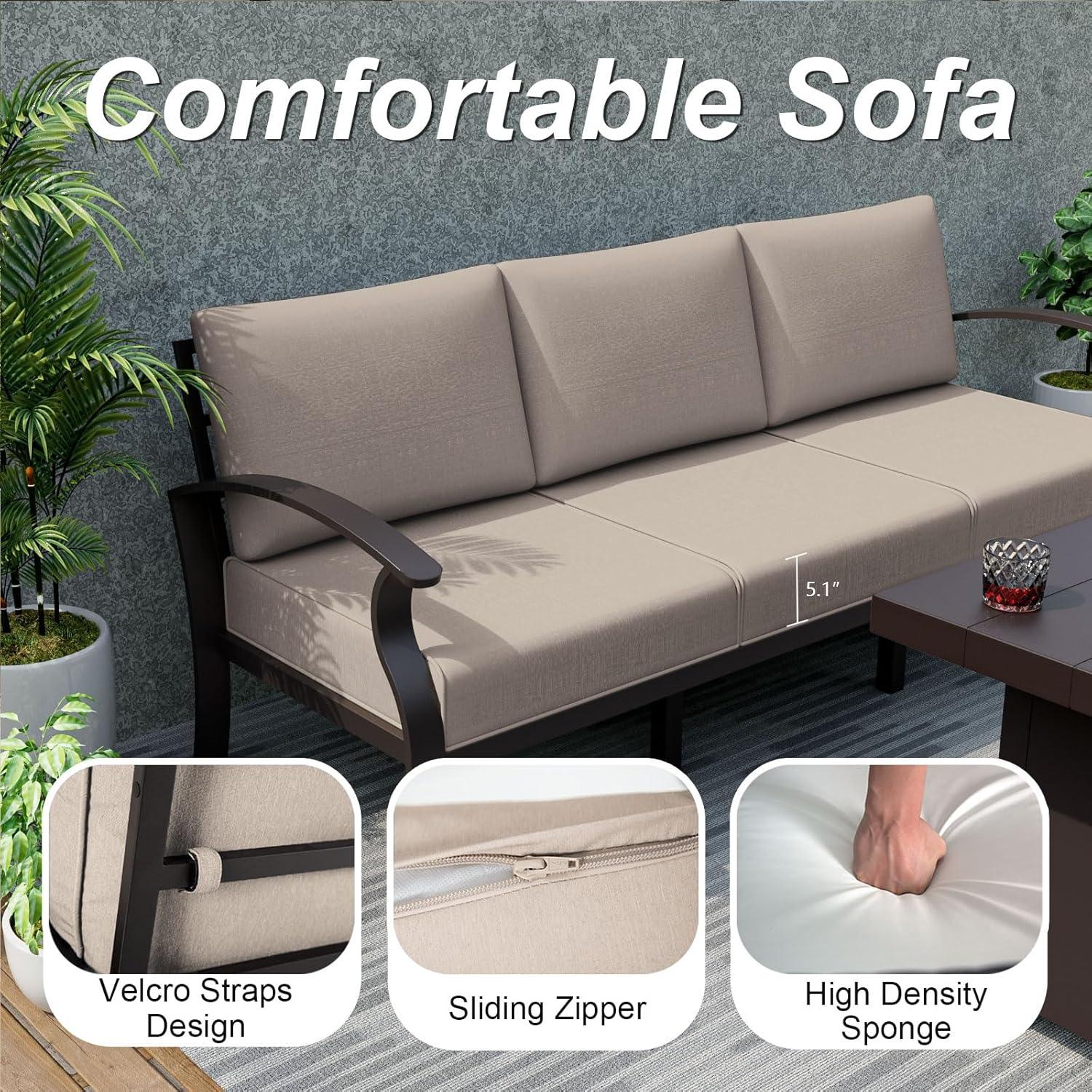 5-seat Aluminum Patio Sectiona - Outdoor Furniture And Fire Pit recensie en prijs