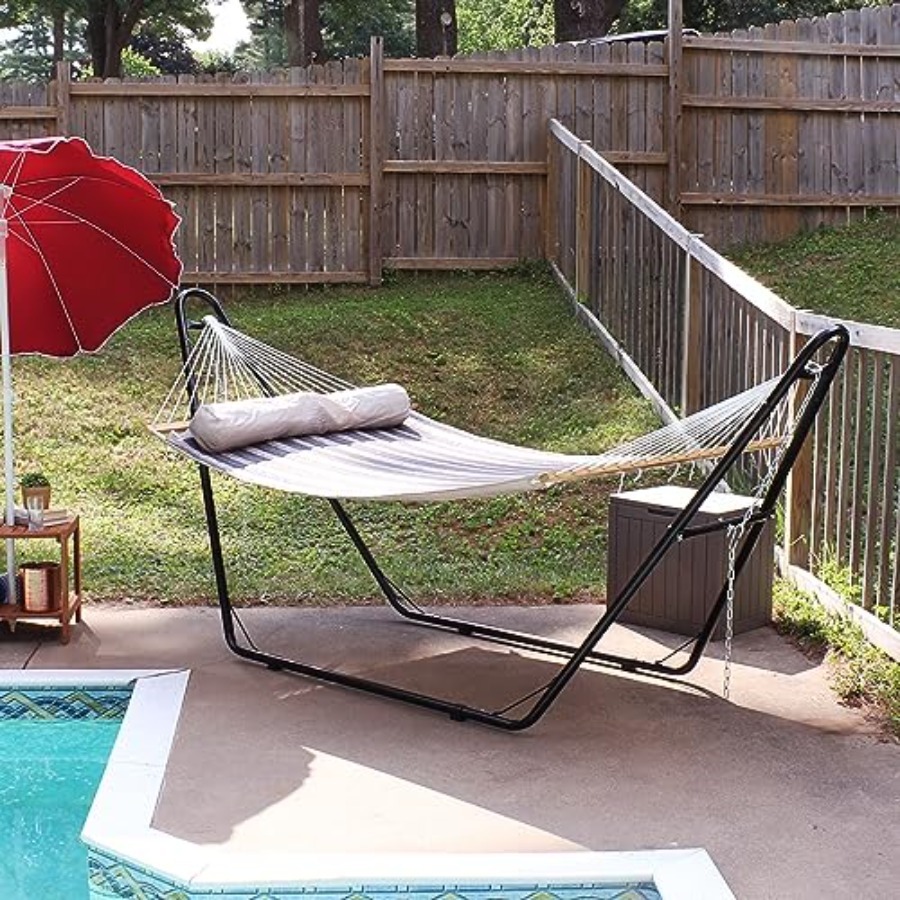 Quilted Double Hammock with St - Outdoor Furniture Quick Dry recensie en prijs