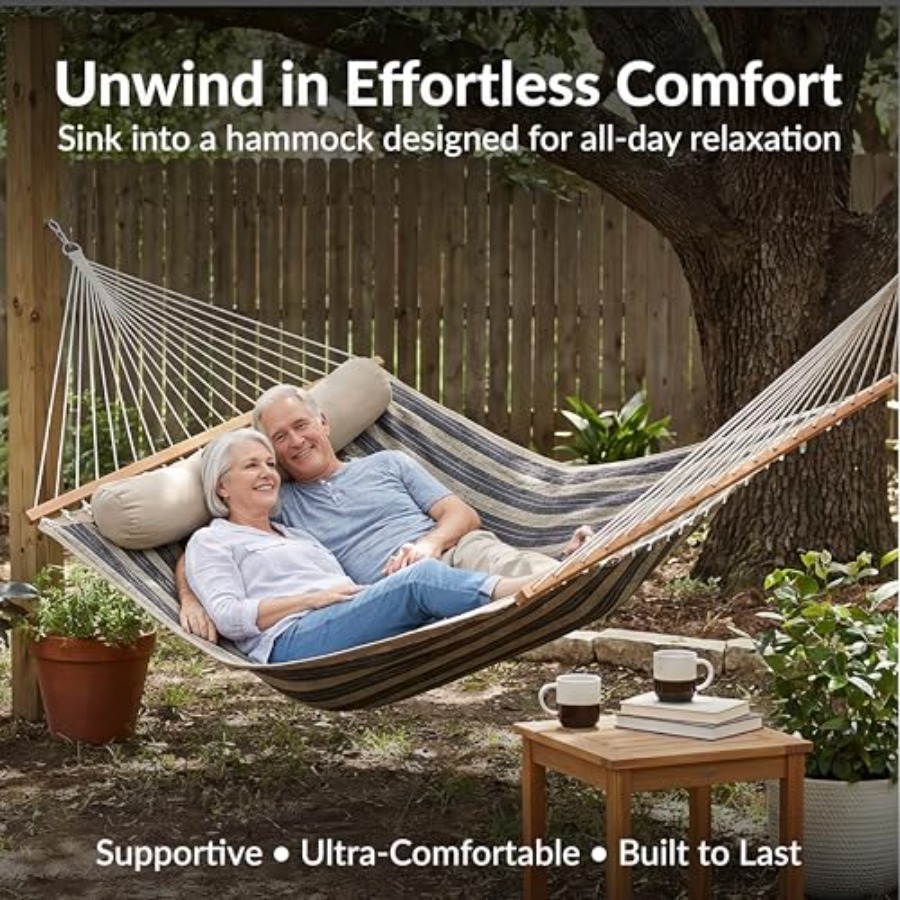 Quilted Double Hammock with St - Outdoor Furniture Quick Dry recensie en prijs