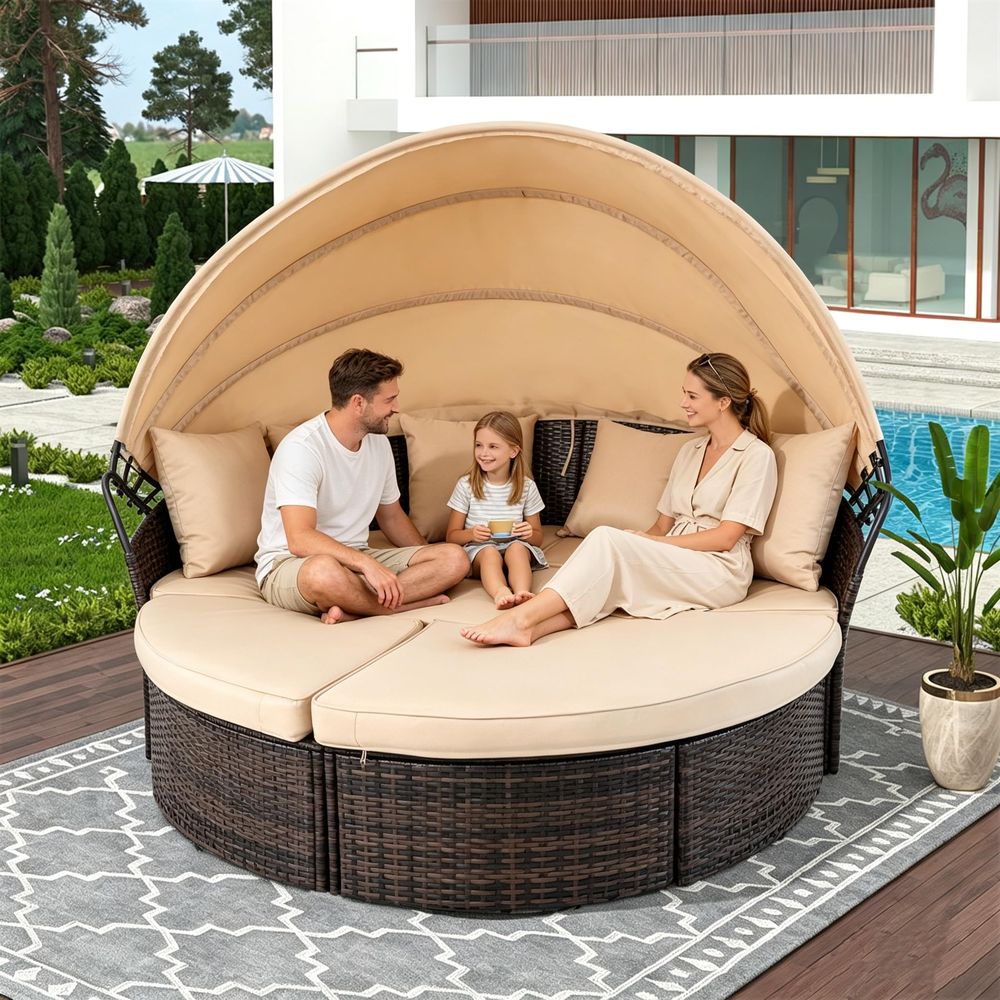 Outdoor Patio Round Daybed wit - Outdoor Furniture Cushion recensie en prijs