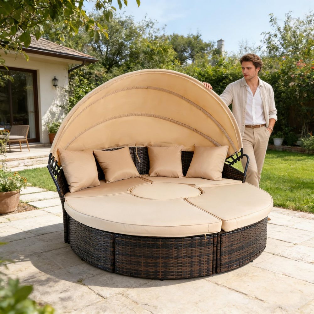 Outdoor Patio Round Daybed wit - Outdoor Furniture Cushion recensie en prijs