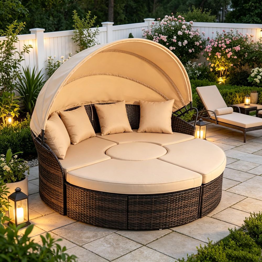 Outdoor Patio Round Daybed wit - Outdoor Furniture Cushion recensie en prijs