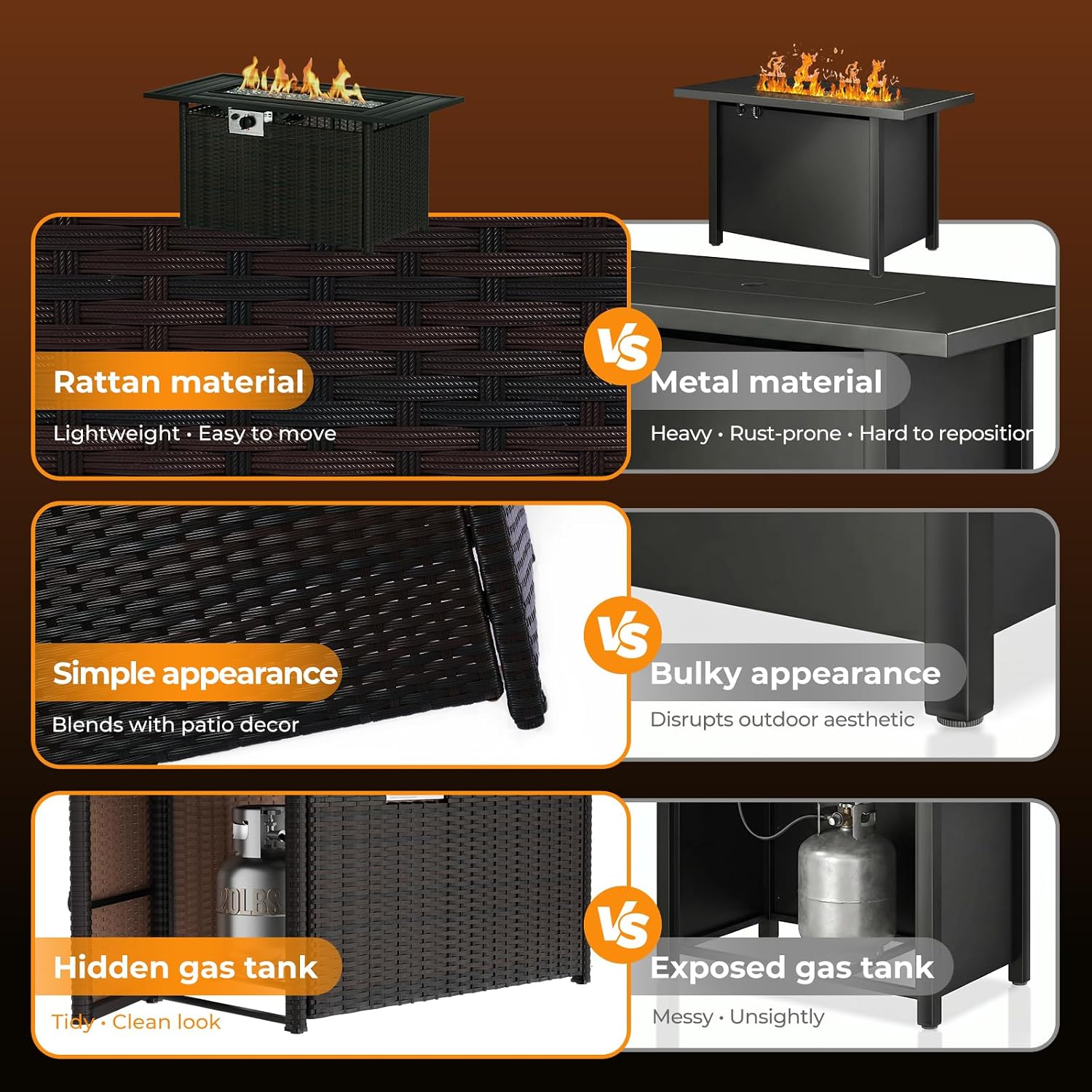 8-Piece Wicker Patio Conversat - Outdoor Furniture And Fire Pit recensie en prijs