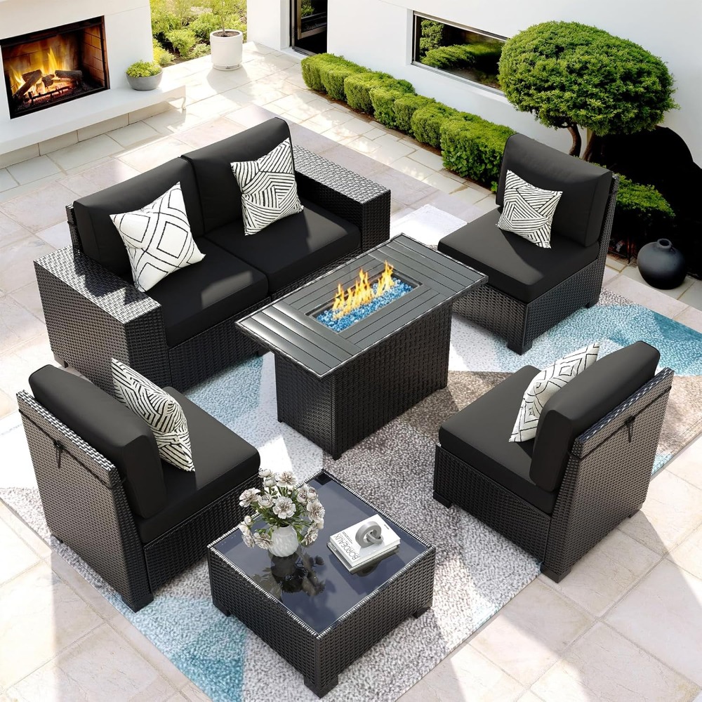7 Piece Outdoor Sectional Sofa - Outdoor Furniture And Fire Pit recensie en prijs