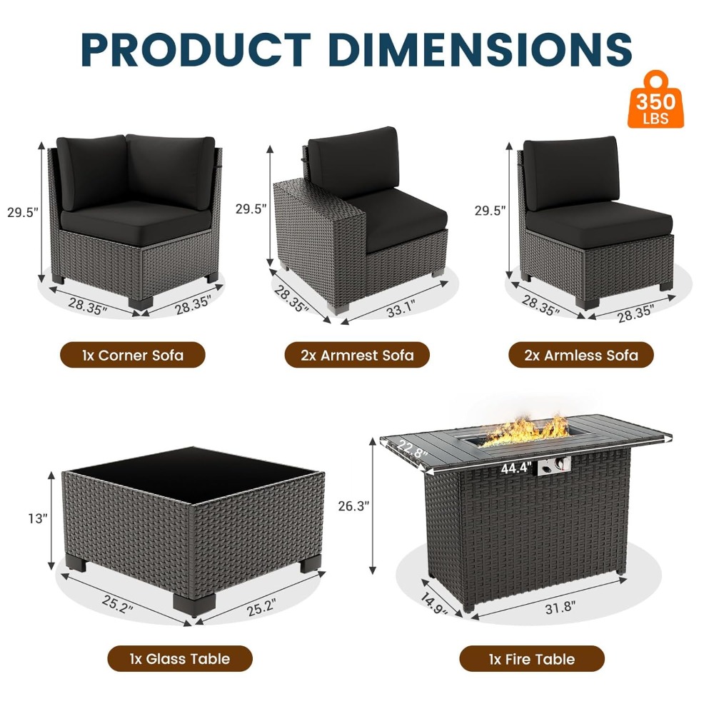7 Piece Outdoor Sectional Sofa - Outdoor Furniture And Fire Pit recensie en prijs