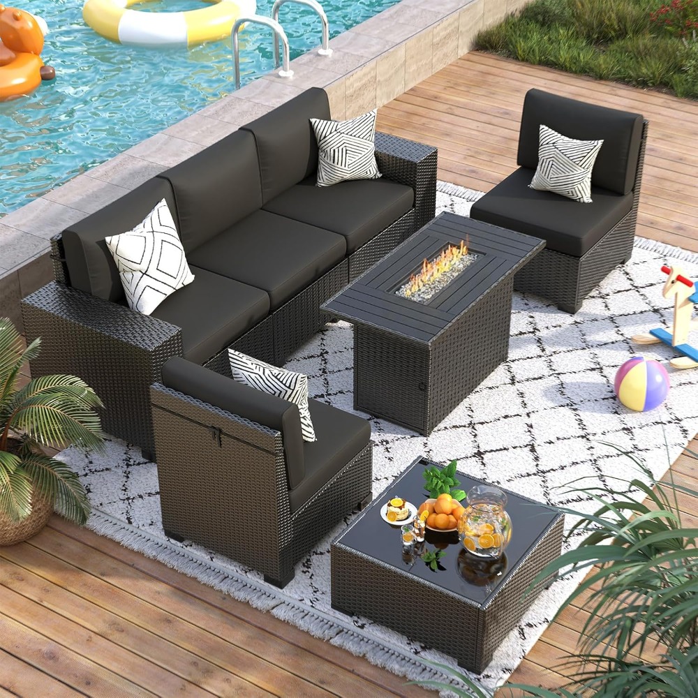 7 Piece Outdoor Sectional Sofa - Outdoor Furniture And Fire Pit recensie en prijs