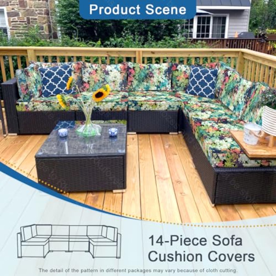 14 PCs Patio Cushion Covers fo - Outdoor Furniture Plus recensie en prijs