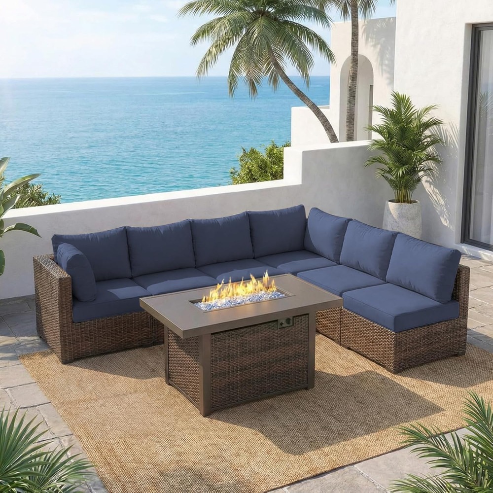 7 Piece Outdoor Patio Furnitur - Outdoor Furniture And Fire Pit recensie en prijs