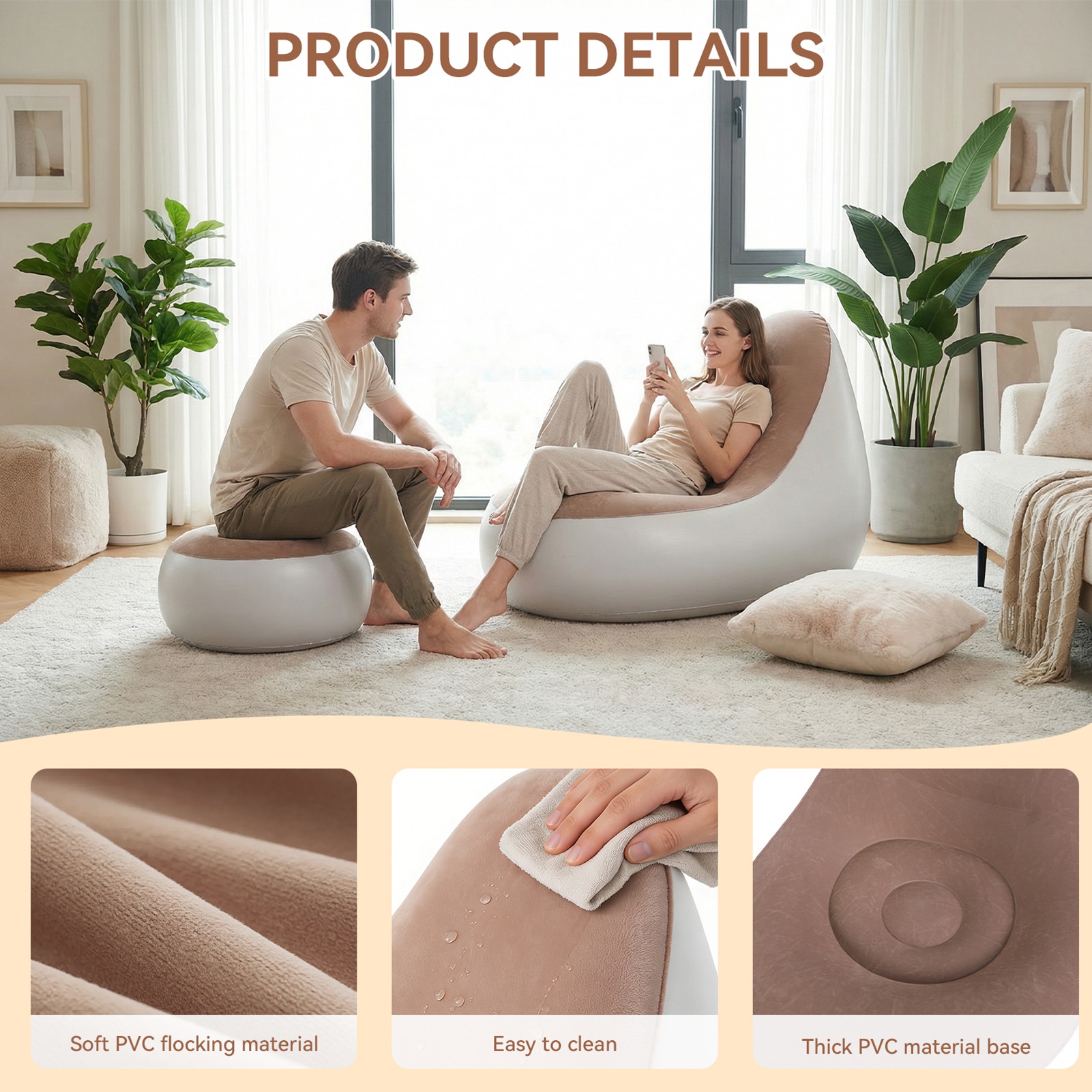 Inflatable Chair with Ottoman  - Outdoor Furniture Lounge Chair recensie en prijs