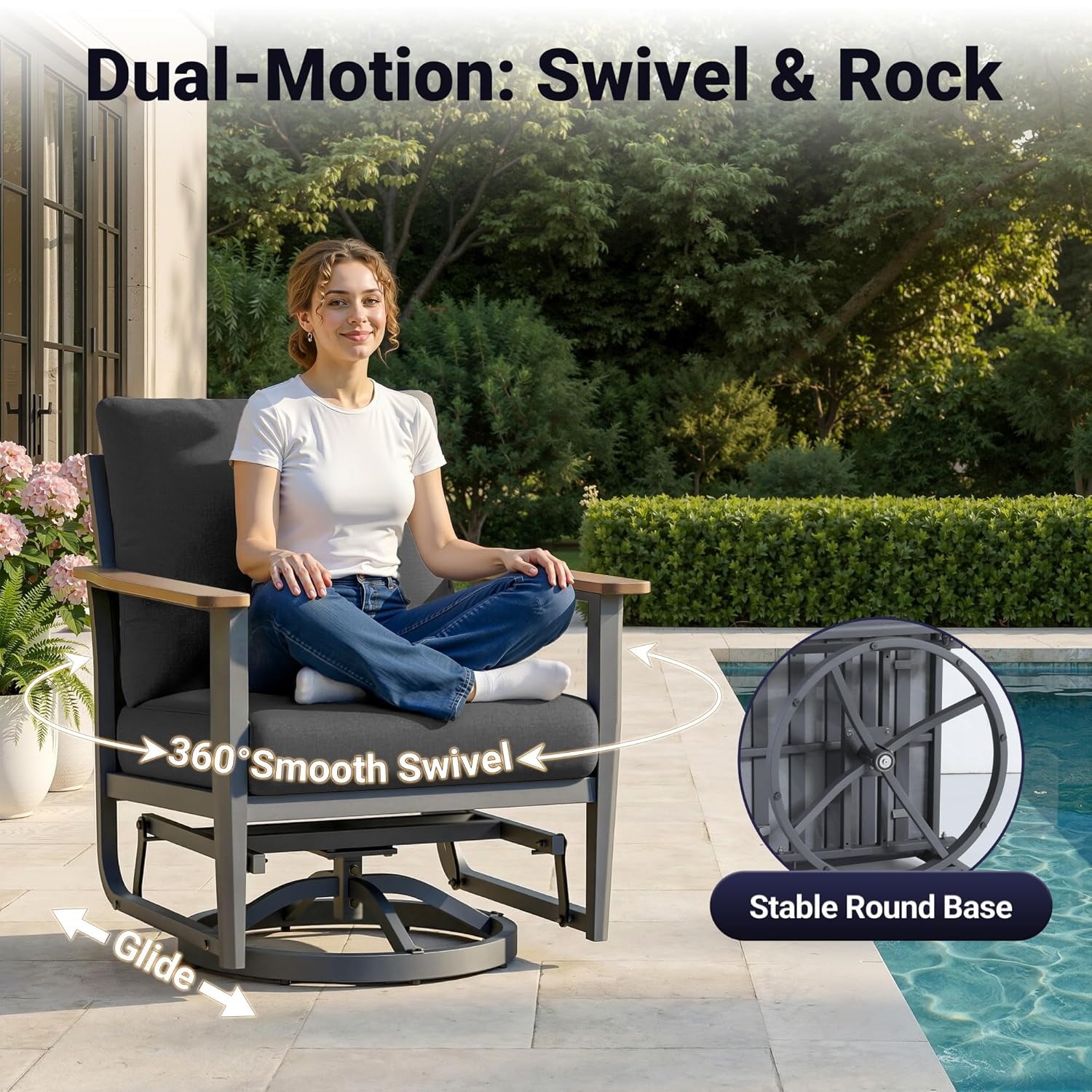 5pc Aluminum Patio Set Swivel  - Outdoor Furniture And Fire Pit recensie en prijs