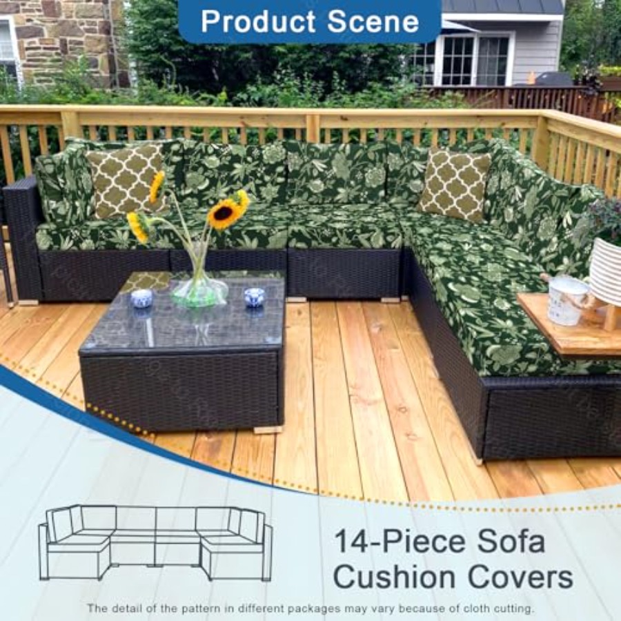 14 PCs Patio Cushion Covers fo - Outdoor Furniture Plus recensie en prijs