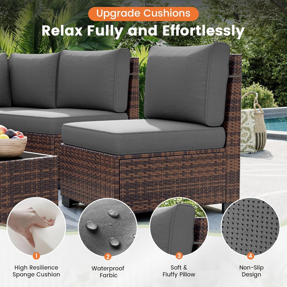 Sectional Sofa Set with Fire P - Outdoor Furniture And Fire Pit recensie en prijs